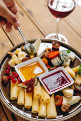 The dish is served to the customer.