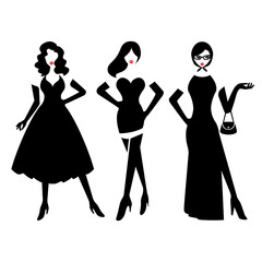 woman fashion logo silhouette collection vector