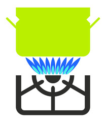 Icon of a pot that is heated on a gas burner