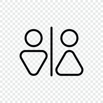 Man, woman, wc simple icon vector. Flat design. Transparent grid.ai
