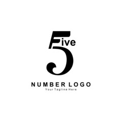 Fototapeta premium number 5 five logo design, premium simple icon vector, suitable for company, banner, sticker, product brand