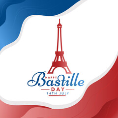 Happy Bastille Day 14 July Eiffel Tower National Day France copyspace greeting background vector
