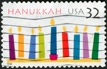 USA - CIRCA 2014: Postage stamp printed in USA showing Hanukkah inscription