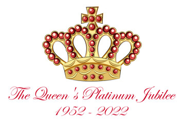 Queen Elizabeth Platinum Jubilee Crown Celebration Poster, Reigning 70 Years - obrazy, fototapety, plakaty
