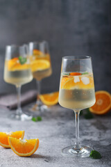Glasses with traditional Hungarian drink spritz - mix of wine and mineral water