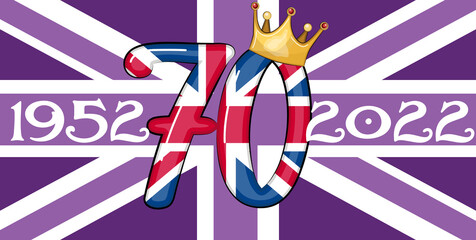 Queen Elizabeth's Platinum Jubilee celebration poster against the backdrop of the Union Jack, reigning 70 years