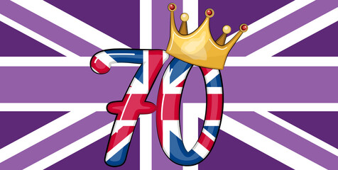 Queen Elizabeth's Platinum Jubilee celebration poster against the backdrop of the Union Jack, reigning 70 years