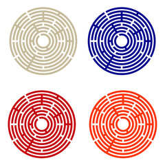 Abstract maze labyrinth with entry and exit. Vector labyrinth EPS 10.Labyrinth for a children's developmental magazine.multiple color vector design silhouette on isolated white background