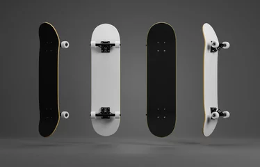  Blank skateboard deck template mockup. 3D Rendering © aohodesign
