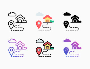 Address delivery icon set with different styles. Editable stroke and pixel perfect. Can be used for digital product, presentation, print design and more.