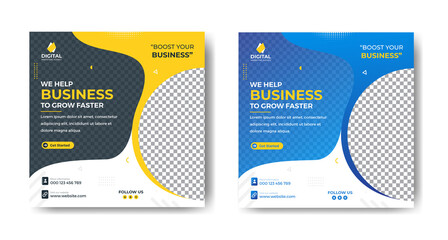Digital marketing Social media post template. Corporate Business Social media post. Instagram feed post, social media poster. corporate business marketing banner ads for social media post