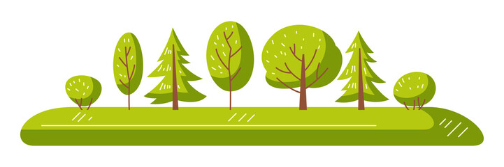 Spring or summer background with stylized trees.