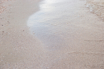 Soft wave of the sea on a sandy beach