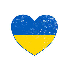 Ukraine - retro heart flag - vector