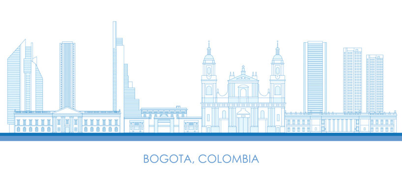 Outline Skyline panorama of city of Bogota , Colombia - vector illustration