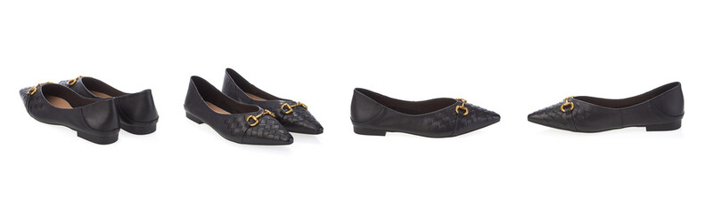 Stylish elegant trendy designer fashionable summer spring 2022 eco leather women's loafers shoes isolated