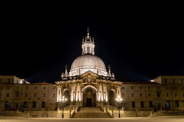 nighttime view of the illuminated basilica of Saint Ignatius of Loiola - obrazy, fototapety, plakaty