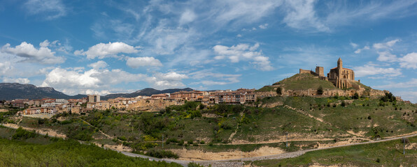 panorama view of San Vicente de la Sonsierra village and castle in La Rioja