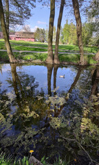 Old Poland cathedral building in the city park
