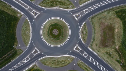 From above street view roundabout