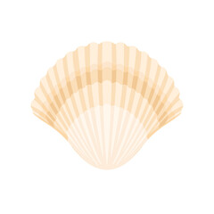 Scallop seashell isolated on white. Vector flat cartoon illustration.