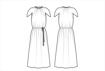Ladies Long Dress/ Maxi Dress Flat Sketch