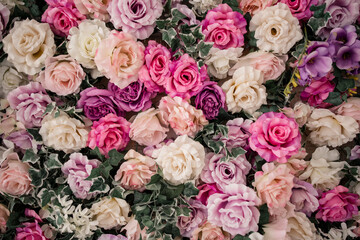 beautiful large background of pink and red flowers flower shop interior