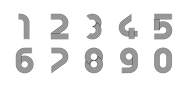 Digits linear modern logo. All numbers in line strip form. Alphabet number character and number linear abstract design. logo, corporate identity, app, creative poster and more.