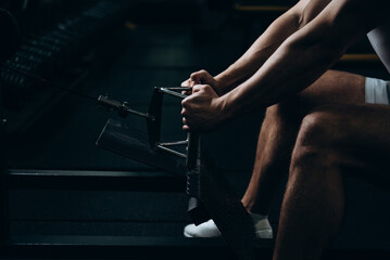 Obraz na płótnie Canvas athlete in the gym jock workout training man boy exercise