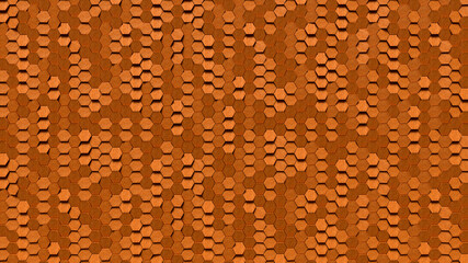 3d render hexagons wood red color background