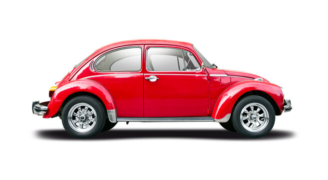 Vw beetle classic side view isolated on white background, 26 March 2014, Thessaloniki, Greece	
