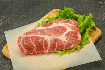 Raw pork meat neck steack
