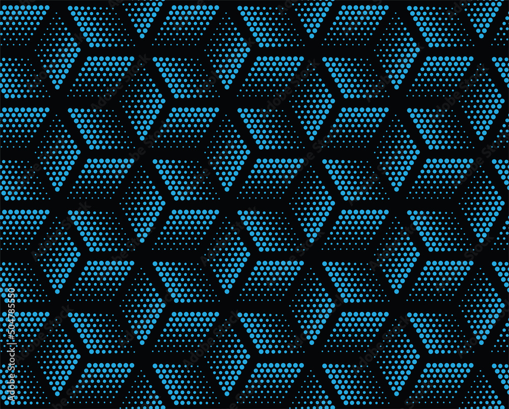 Wall mural seamless halftone hexagon shape dot pattern vector, geometric halftone abstract pattern for fabric a