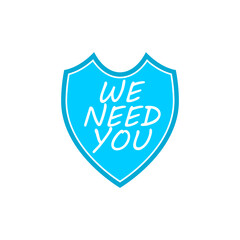 We need you shield icon for graphic design isolated on white background