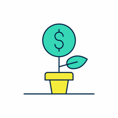 Filled outline Dollar plant icon isolated on white background. Business investment growth concept. Money savings and investment. Vector