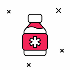 Fototapeta premium Filled outline Bottle of medicine syrup icon isolated on white background. Vector