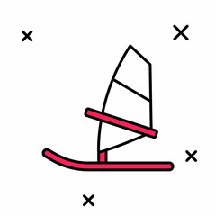 Filled outline Windsurfing icon isolated on white background. Vector