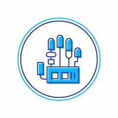 Filled outline Mechanical robot hand icon isolated on white background. Robotic arm symbol. Technological concept. Vector