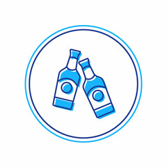 Filled outline Beer bottle icon isolated on white background. Vector