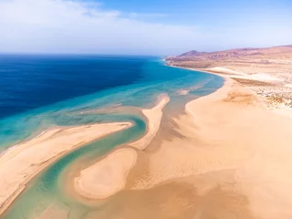 Foto op Plexiglas Sotavento Beach, Fuerteventura, Canarische Eilanden playa de sotavento de jandía drone luchtfoto landschap