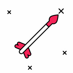 Filled outline Medieval arrows icon isolated on white background. Medieval weapon. Vector