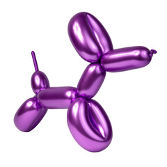 Shiny balloon model dog isolated on the white background