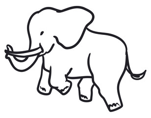Cute elephant design in outlines to coloring, Vector illustration