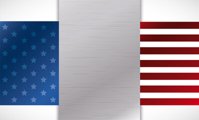 Template with American flag design and silver space, Vector illustration