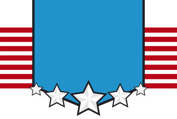 Naklejka premium Patriotic American template with stars and stripes, Vector illustration