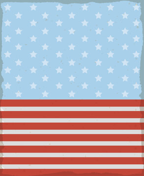Patriotic retro template with American flag colors, stars and stripes, Vector illustration