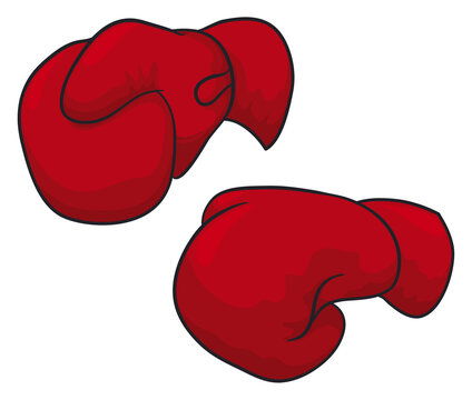 recommend clip art: Pair of red boxing gloves in cartoon style, Vector illustration