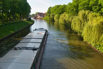 Deurstickers Binnenschiff auf dem Dortmund-Ems-Kanal in Meppen © Prieshof PixEL
