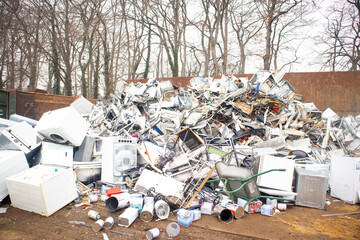 dump of garbage, scrap metal and electrical appliances, recycling, recycling of old things. The...