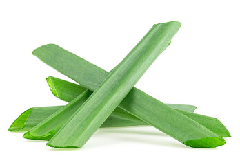 Heap of chopped fresh green onions isolated on a white background. Fresh cut chives.